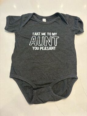 Rabbit Skins Charcoal and White 'Take Me To My Aunt You Peasant' Baby One-Piece